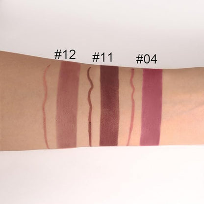 2-in-1 Dark Nude Brown Matte Lip Liner & Lipstick Kit, Long Lasting Waterproof 24 Hour Lipliners Pencil and Lipstick Combo for Women Daily Lasting Lipsliner Lipstain Makeup(#12)