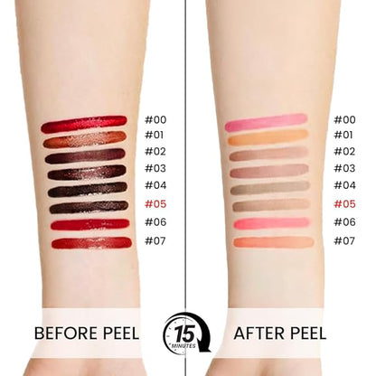 Matte Lip Stain Peel Off Lip liner with Tweezer, Dark Brown Peel Off Lip Stain, Long Lasting Waterproof Lipstick Lip Gloss Tattoo, Transfer-proof for All Skin Types, 0.12 fl oz 05#