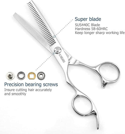 Hair Scissors left hand Thinning Scissors 6 Inch Barber Left hand Hair Thinning Shears Lefty Barber Shears KINSARO for Hairdresser Barbershop or Home Use