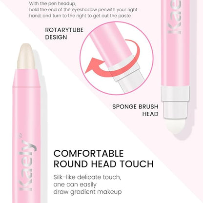evpct 2Pcs Cream Eye Shadow Brightener Sticks Set for Eyes Waterproof, Champagne & Blonde Shimmer Cream Eyeshadow Applicator Stick Long Lasting Pigmented Eye Makeup sombras en crema para ojos 17+38
