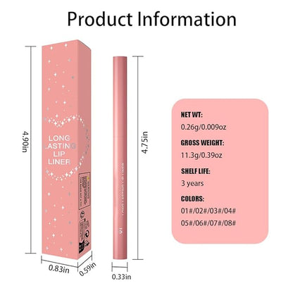 Gel Lip Liner Pencil for Women, Nude Pink Matte Long Lasting Lip Liner Lipstick 24 Hour, High Pigmented Lips Makeup Retractable Liners Waterproof Smudge Proof, Vegan & Cruelty-Free 01