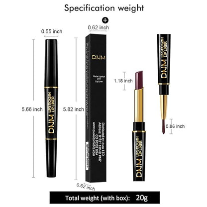 BINGBRUSH 3Pcs Double Ended Mauve Ruby Deep Red Matte Lip Liner and Lipstick Makeup Combo Set for Women, Lipliner 24 Hours Original Waterproof Long Lasting Lip Stains Pencil Kit Set