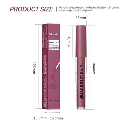 Brown Nourishing Lip Plumper Gloss, Warm Brown Moisturizing High Shine Nude Lip Glow Oil, Long Wear Hydration Mini Liquid Lipstick Makeup, Fresh Lightweight Glossy Plumping Lip Gloss for Women (04#)