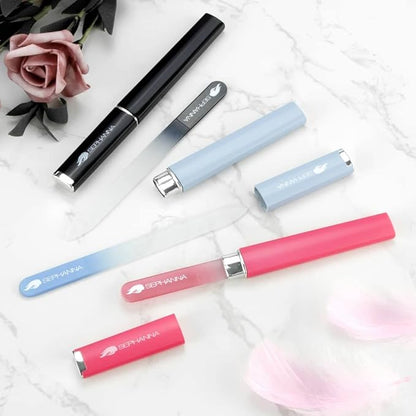 1 Pack Glass Nail File for Unisex Ultra Quality, Portable Crystal Nail File with Case for Mani & Pedicure- Smooth Finish for Natural & Acrylic Nails