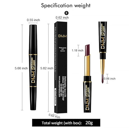 2-in-1 Dark Burgundy Wine Red Matte Lip Liner and Lipstick Set – Long Lasting 24H Waterproof Red Lip Stain, Smudge Proof Lip Pencil Kit, Lip Makeup for Women and Girls, 09 Combo lapiz de labios