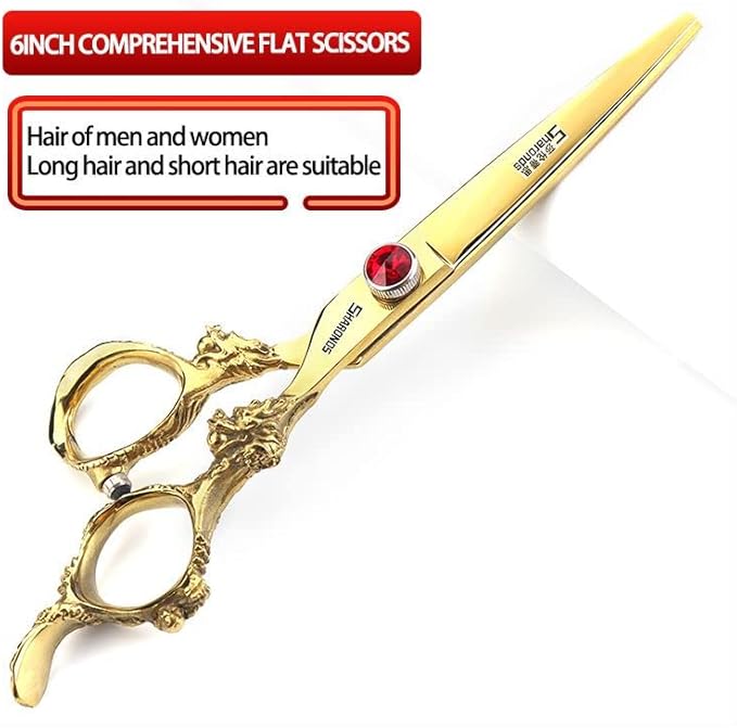 Professional Japanese Hair Scissors - 440C Stainless Steel/Rose Razor With Scissors Bag Gift (6-Inch 2pc-A)