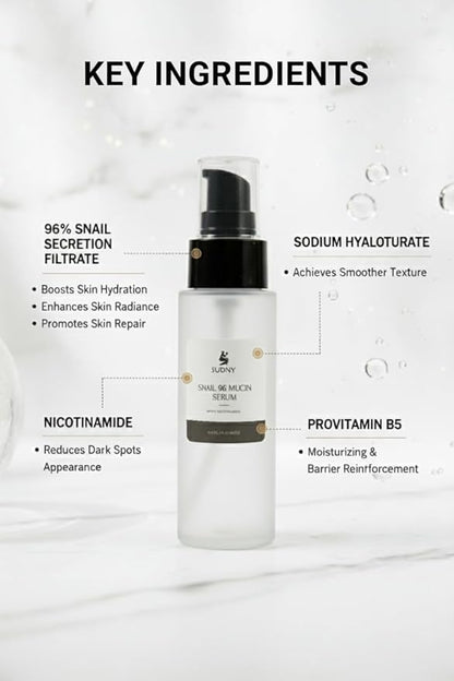 Snail Mucin 96% Repairing Essence with Niacinamide, Aloe Vera & Glycerin - Snail Mucin Serum to Hydrate & Repair Dull Skin & Fine Lines- Gentle Skincare Serums with Snail Serum for Everyday Care