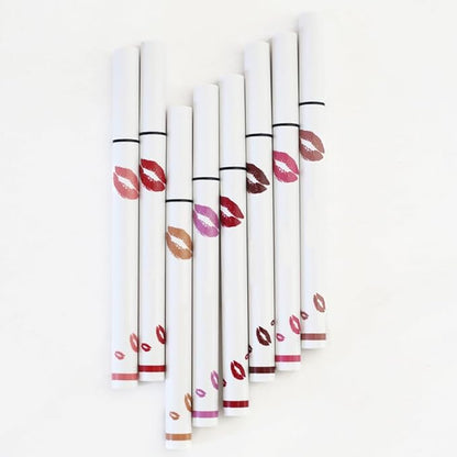 evpct Longwear Liquid Lip Liner Stain Marker Pen Long Lasting Waterproof, Dark Red Matte Semi Permanent 24 Hour Lip Liner and Lipstick Combo, Korean Color Stay Lipliner All Day, Lips Stain peel off