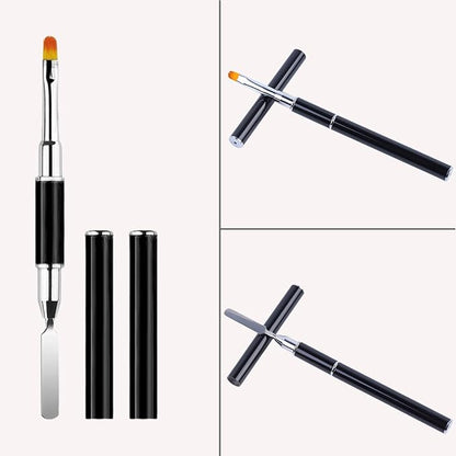 Dual-Ended Polygel Brush & Picker Brush, 2 IN 1 Design Poly Gel Nail Art Brushes Tool, Stainless Steel Manicure Spatula Builder for PolyGel UV Acrylic Nails Extension (6pcs)