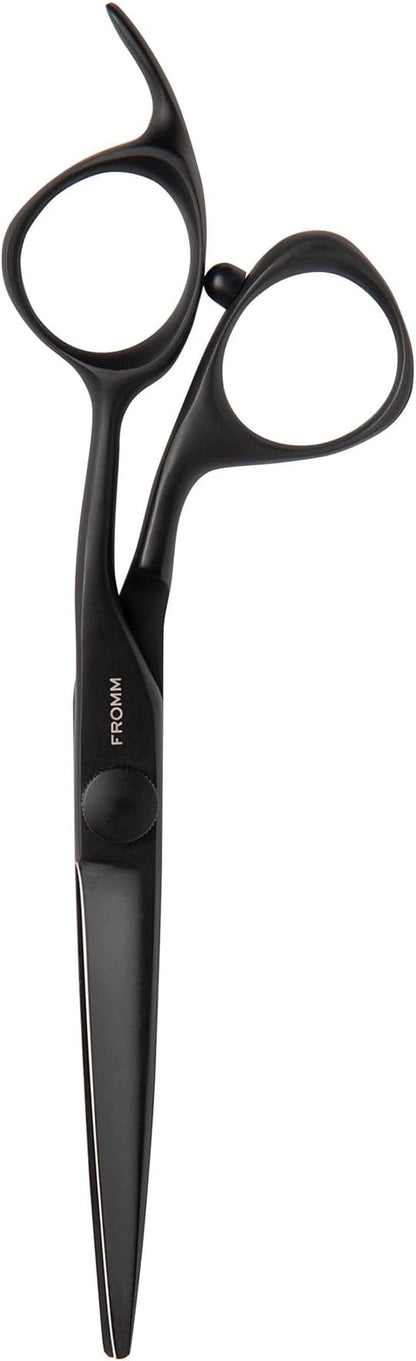 Fromm Dare 5.75" 1-Piece Precision Slide and Point Hair Cutting Shears with Semi-Convex Blade for Expert Salon Stylists, Matte Black Japanese Steel Scissors