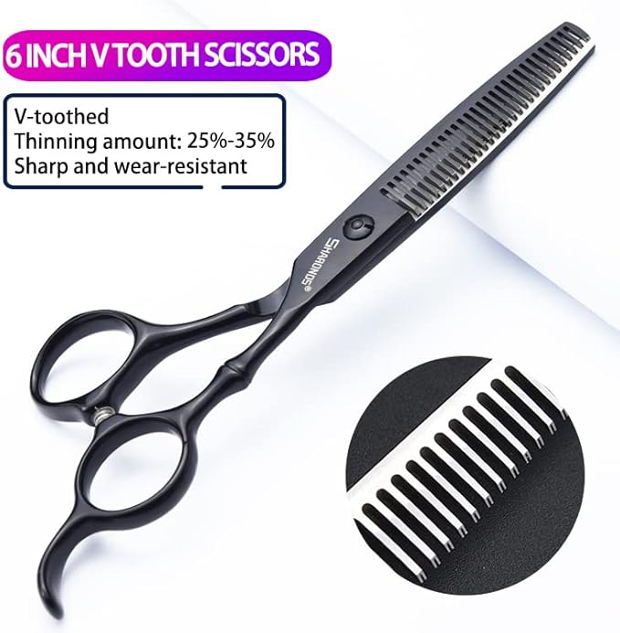 SHARONDS 6/7 Inch Professional 440C Hair Cutting Scissor Salon Hairdressing Thinning Shears Perfect for Barber and Home Use (6 in 4pc)