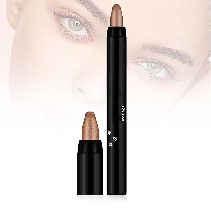 Eyeshadow Shimmer Stick, 16 Color Highlighter Eyeshadows Pencil Waterproof Glitter Eye Shadow Eyeliner Pen, Waterproof Eyeshadows Shimmer Stick Long Lasting Brightener Eyeshadow (15 Gold Brown)