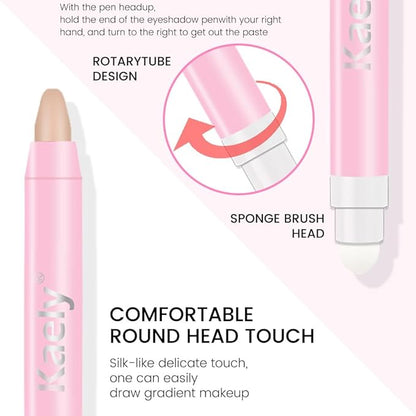 Kaely 2in1 Cream Eye Shadow Brightener Sticks for Eyes, Pencil Eyeshadow Applicator Stick Waterproof Pigmented, Eye Shadow Palette Highlighter Makeup, sombras para ojos, 28 Desert Matte