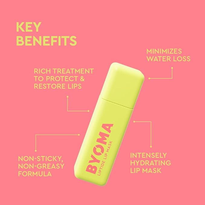 BYOMA Liptide Lip Mask - Lightweight, Overnight Mask - Peptide Lip Treatment with Peptides, Babassu Oil & AHA - Hydrating, Exfoliating Balm - 0.16 oz