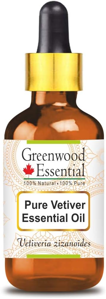 Greenwood Essential Pure Vetiver Essential Oil (Vetiveria zizanoides) with Glass Dropper Steam Distilled 5ml (0.16 oz)