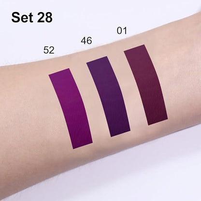 evpct 3Pcs Burgundy Red Black Dark Purple Matte Lip Liner & Liquid Lipstick Stain Makeup Set for Women, Lip Liner Stain Long Lasting Waterproof Smudge Proof, Cruelty Free Lip Makeup 24 hours originale