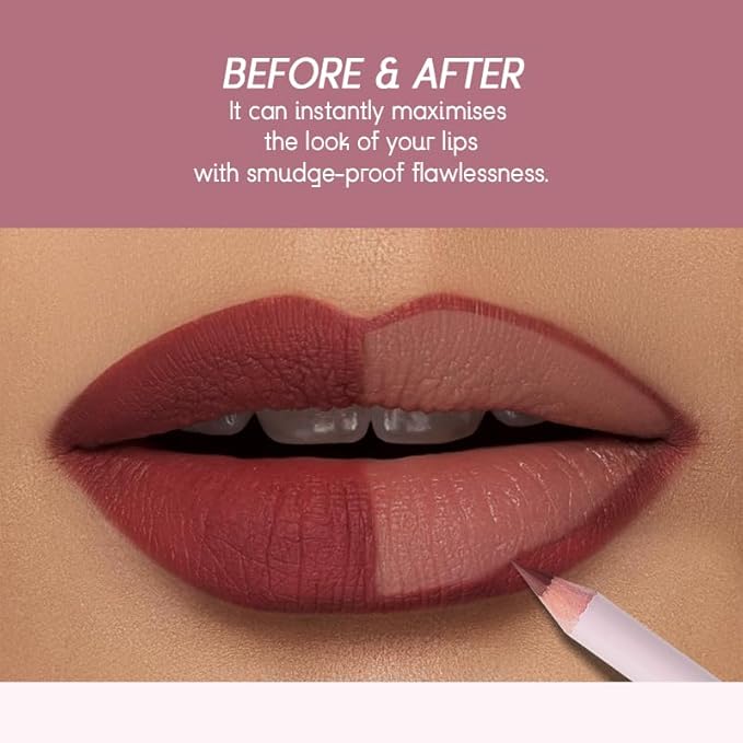 USHAS 2 in 1 Waterproof Lipstick and 24H Lip Liner Set - Long Lasting Matte Lipstick Pen Kits