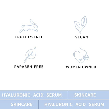 Hyaluronic Acid Serum for Face, Brightening Serum - Even Skin Tone, 100% Pure Anti Aging, Intense Hydration Moisture Non greasy Paraben Free, Water-based Skincare for Face (2 Oz)