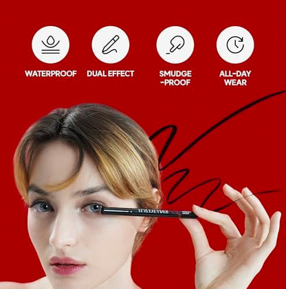 NOON'S UP Flat Eye-Liner - Waterproof Liquid Eyeliner Pen | Ultra-Slim & Bold Black Eyeliner | Quick-Dry & Waterproof Liquid Liner | Long Wear & No Smudge | Look-Defining Black Pen (0.018 Fl. Oz.)