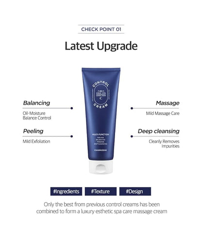 CHARMZONE Control Cream [NEW VERSION] – Korean Skincare Exfoliating Face & Body Massage Cream for Removing Sebum & Dead Skin Cells, Hydrating Self-Massage Moisturizer (150ml / 5.07 fl oz)