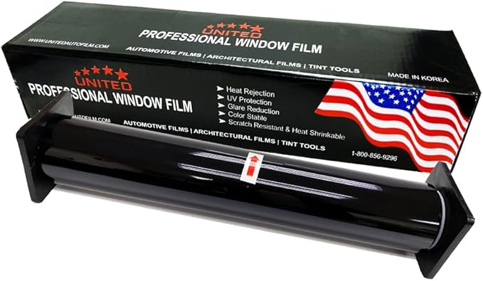 United Window Tint 24Inch x 100Ft 2Ply Carbon Film with 5% VLT - Privacy Window Tint for Cars, Home -Blocks UV/IR Rays, Reduce Heat & Glare - Adhesive Film with Lifetime Color Stability