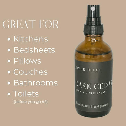 River Birch Cedar and Eucalyptus Scented Linen and Room Spray | Home Fragrance | 4 oz Glass Amber Bottle | Luxury Signature Scent | Handmade in Texas