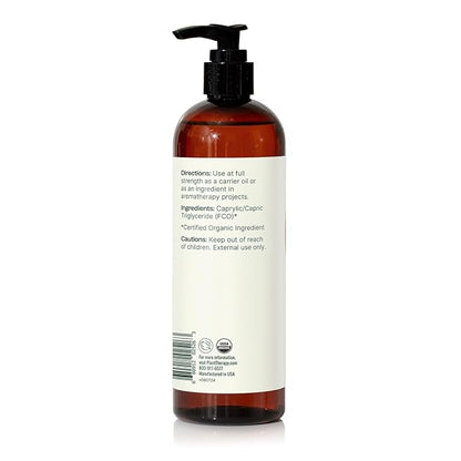 Plant Therapy Organic Fractionated Coconut Oil for Skin, Hair, Body 100% Pure, USDA Certified Organic, Natural Moisturizer, Massage & Aromatherapy Liquid Carrier Oil 16 oz