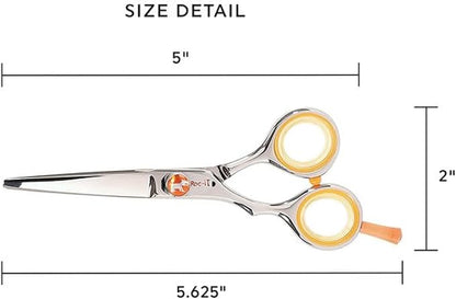 Cricket Centrix Roc-It Dog Professional Stylist 5” Hair Cutting Shears and RTL-30 Thinning Hair Cutting Scissors Duo Set, Salon Barber Supplies for Women and Men Haircut, Lefty