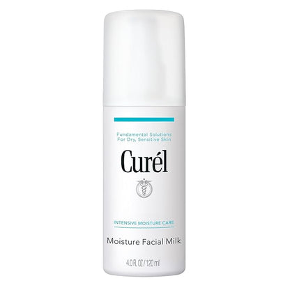 Curel Japanese Skin Care Moisture Facial Milk, Face moisturizer for Dry, Sensitive Skin, pH Balanced, Relieves Tightness and Calms, Fragrance & Alcohol Free Face Lotion, Facial Serum, 4 Fl Oz