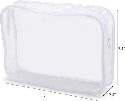 Tbestmax 10 Pack Clear Cosmetic Bags Makeup Bags Portable Waterproof TSA Approved Travel Toiletry Bags Large Organizer White, 9.8" x 7.1" x 2.4"