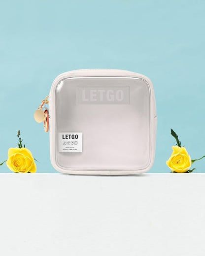 LETGO Small Makeup Bags for Purse-Mini Clear Toiletry Bag,Travel Size Toiletries Clear Cosmetic Bags Travel Essentials Car Makeup Bag Car Accessories for Women Men (Mini White)