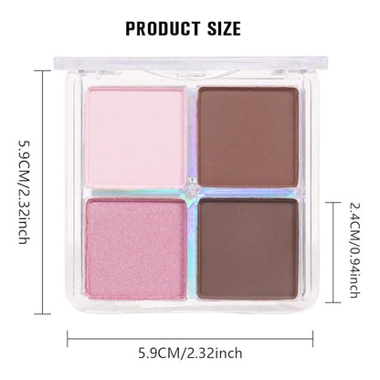 evpct Pink Powder Eyeshadow Quad Palette, Light Pink Rose Nude Chocolate Dark Brown Matte Glitter Shimmer Matte High Pigment Eye Shadow Palette Makeup for older Women, Smudge Proof Vegan Cruelty-free