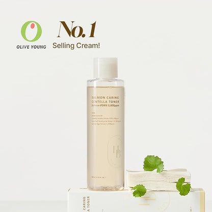 HEVEBLUE Salmon Caring Centella Toner - Salmon PDRN, pH 5.5, Salmon Egg Extract, Centella, Madecassoside, Restore and Rejuvenate, Refine Skin Texture, Low Irritation, Korean Skincare, K-Beauty