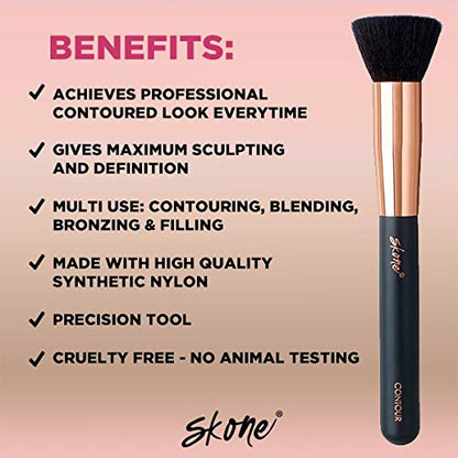 Skone Contour Brush - Easily Achieve Professional Flawless Sculptured And Defined Results Top Makeup Artists' Are Raving About Skone's Quality Brushes