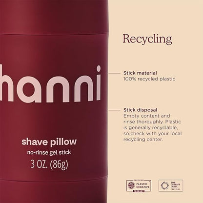 HANNI Shave Pillow, Shaving Gel for Women and Men, Hair Removal Products for Pubic, Body Hair or Legs, In-Shower/Waterless Razor, Travel Friendly Skin Care Moisturizer, Women's Grooming, 3 oz