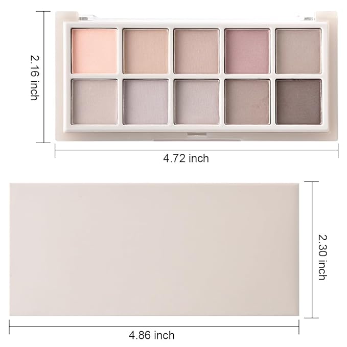 10 Color Matte Neutral Eyeshadow Palette - Neutral Taupe & Grey Brown Shades, Blendable Long-Lasting, Vegan Cruelty-Free Natural Nude Eye Shadow Palette for Women, Professional Makeup Looks