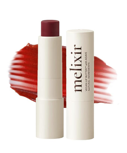 Melixir Vegan Lip Butter (12 Colors), Hydrating Tinted Lip Balm Stick, Bee-Free, Petrolatum-Free, Plant-Based, Moisturizes Dry & Chapped Lips With Shea Butter, Sheer, Natural Finish - #06 Rust Red