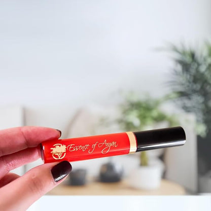 Essence Of Argan Clear Red Lip Gloss with Moroccan Argan Oil to Moisturize and Plump your Lips – Revitalized Lip Care to Eliminate Dryness - Clear Glossy Finish 0.25oz
