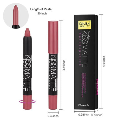 evpct 1Pcs Natural Pink Metallic Lipstick and Lip Crayon Liner Pencil Pen for Women Lip Stain Long Lasting Waterproof labiales mate magicos 24 horas originales pintalabios permanente 24 horas 07