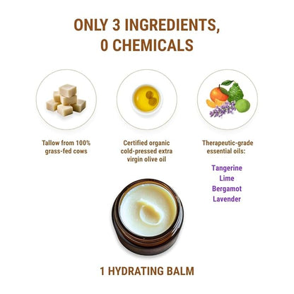 Vintage Tradition Beef Tallow All Purpose Balm – Healing, Hydrating Citrus Oil Skin Care Salve Replaces Body Lotion, Hand Cream, More – Essential Oil,a Olive Oil, and Grass-Fed Tallow, 2 fl. oz.