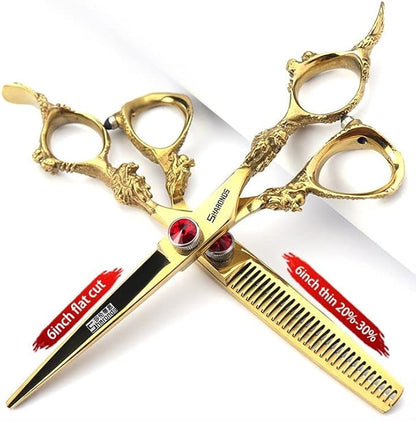 5.5/6 /7 Inch Purple Dragon Knight Professional Japanese Hair Scissors Barber Scissors Set (6 inch 3pc-B)