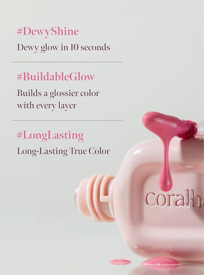Dew Drop Tint #210 Abyss 4.5g, Glossy, Lightweight Lip Stain, Glass-Like, High Shine, Moisturizing Lip Oil, Long Lasting Color, Hydrating Gloss, Dewy Finish, Korean Beauty Makeup