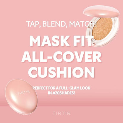 TIRTIR Mask Fit All Cover Pink Cushion Foundation | High coverage, Velvety Matte Finish, Lightweight, Flawless, Corrects Redness, Korean Cushion (#25N Mocha, Full Size, 0.63 Fl Oz)