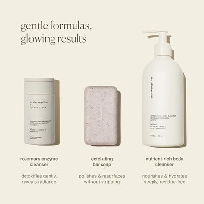 evolvetogether x Joanna Czech Rosemary Enzyme Twice-Daily Face Cleanser for Women & Men | Hydrating, Gentle Enzymatic Formula For All Skin Types | Vegan, Toxin-Free | Made in USA (Fiji, 1.41 Oz)