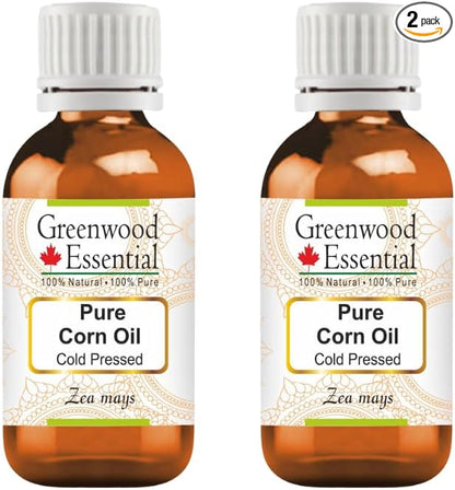 Greenwood Essential Pure Corn Oil (Zea mays) Cold Pressed (Pack of Two) 30ml X 2 (2 oz)