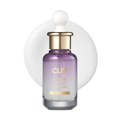 CLIV Retinol Lifting Ampoule, Korean Skincare with 85% Collagen Solution, Retinol, Peptides & Fermented Botanical Complex for Skin Texture and Moisture Support, ballon serum 1.01 fl oz