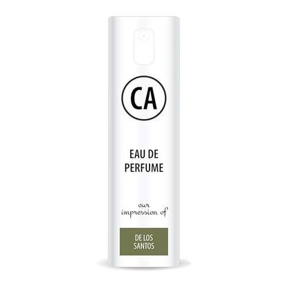 CA Perfume Impression of De Los Santos Unisex Eau De Parfum Floral Scent Long Lasting Unisex Fragrance Travel Size TSA Ready for Day and Night Wear 0.33 Fl Oz 10ml