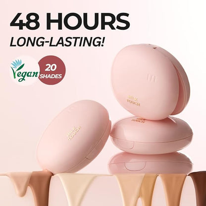 milktouch Cushion Foundation, 24H Flawless Skin, Radiant Shine, No Oxidation, Long-Lasting, Non-Creasing, 60% Hydrating Skincare Infused Korean Foundation, Valentines Gifts (23N Medium Beige)