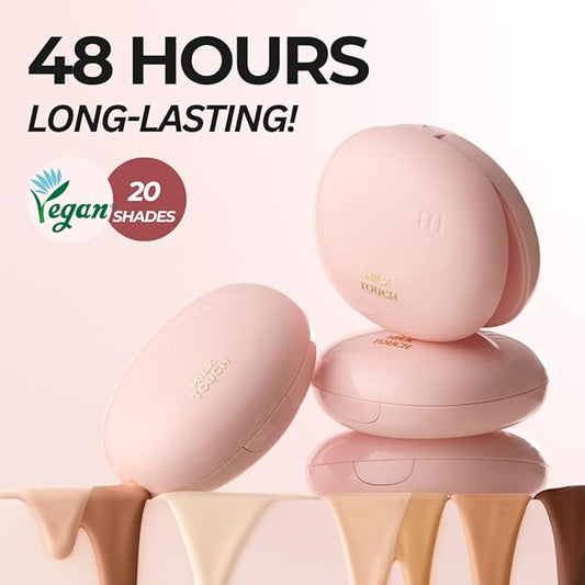 milktouch Cushion Foundation, 24H Flawless Skin, Radiant Shine, No Oxidation, Long-Lasting, Non-Creasing, 60% Hydrating Skincare Infused Korean Foundation, Valentines Gifts (23N Medium Beige)