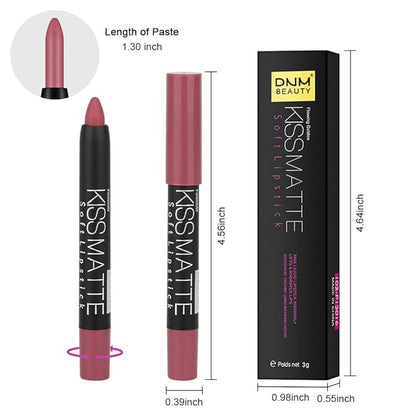 evpct 1Pcs Chestnut Matte Lipstick and Lip Crayon Liner Pencil Pen Set for Women Lip Stain Long Lasting Waterproof labiales mate magicos 24 horas originales pintalabios permanente 24 horas 09